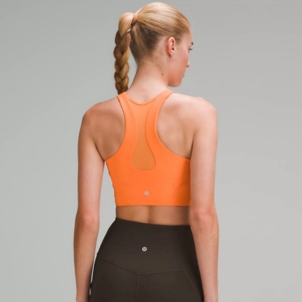 lululemon NWT mesh-back train bra *med. support A/B cup sz 10 Orange Frappe